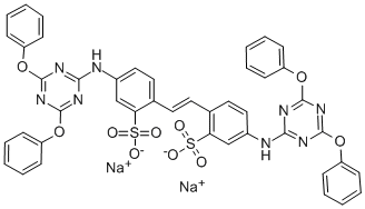 2,2'-(1,2-ETHENDIYL)BIS(5-(4,6-DIPHENOXY)-2-<1,3,5>-TRIAZINYLAMINO)BENZENESULFONIC ACID, DISODIUM SALT Struktur