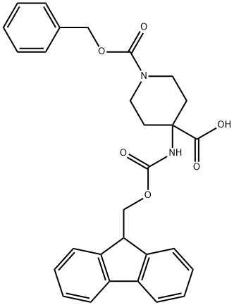 1,4-Piperidinedicarboxylicacid,4-[[(9H-fluoren-9-ylmethoxy)carbonyl]amino]-,1-(phenylmethyl)ester(9CI) Struktur