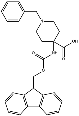 4-Piperidinecarboxylicacid,4-[[(9H-fluoren-9-ylmethoxy)carbonyl]amino]-1-(phenylmethyl)-(9CI) Struktur