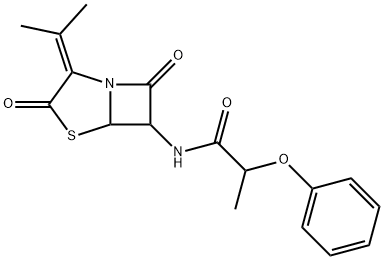 N-[2-(1-Methylethylidene)-3,7-dioxo-4-thia-1-azabicyclo[3.2.0]heptan-6-yl]-2-phenoxypropanamide Struktur