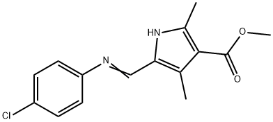 1H-Pyrrole-3-carboxylicacid,5-[[(4-chlorophenyl)imino]methyl]-2,4-dimethyl-,methylester(9CI) Struktur