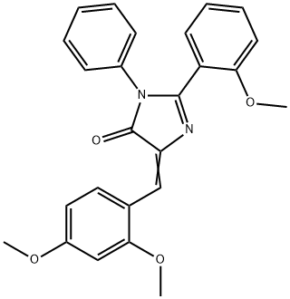 4H-Imidazol-4-one,  5-[(2,4-dimethoxyphenyl)methylene]-3,5-dihydro-2-(2-methoxyphenyl)-3-phenyl- Struktur