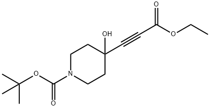 1-Piperidinecarboxylic acid, 4-(3-ethoxy-3-oxo-1-propyn-1-yl)-4-hydroxy-, 1,1-diMethylethyl ester Struktur