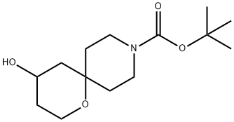 1-Oxa-9-azaspiro[5.5]undecane-9-carboxylic acid, 4-hydroxy-, 1,1-diMethylethyl ester Struktur