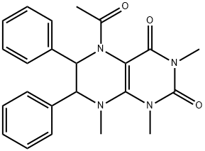 2,4(1H,3H)-Pteridinedione,  5-acetyl-5,6,7,8-tetrahydro-1,3,8-trimethyl-6,7-diphenyl- Struktur