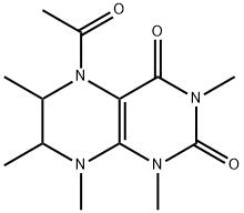 2,4(1H,3H)-Pteridinedione,  5-acetyl-5,6,7,8-tetrahydro-1,3,6,7,8-pentamethyl- Struktur