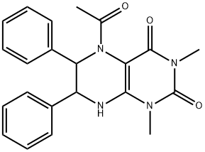 2,4(1H,3H)-Pteridinedione,  5-acetyl-5,6,7,8-tetrahydro-1,3-dimethyl-6,7-diphenyl- Struktur