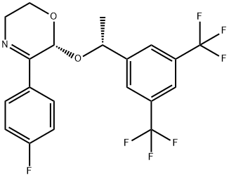 (2R)-2-[(1R)-1-[3,5-ビス(トリフルオロメチル)フェニル]エトキシ]-3-(4-フルオロフェニル)-5,6-ジヒドロ-2H-1,4-オキサジン 化學(xué)構(gòu)造式