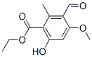 3-Formyl-6-hydroxy-4-methoxy-2-methylbenzoic acid ethyl ester Struktur