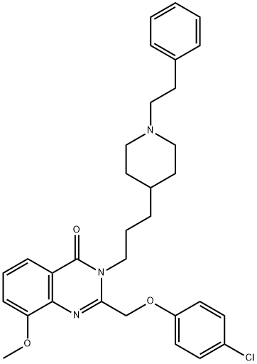 4(3H)-Quinazolinone,  2-[(4-chlorophenoxy)methyl]-8-methoxy-3-[3-[1-(2-phenylethyl)-4-piperidinyl]propyl]- Struktur