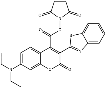 2,5-Pyrrolidinedione, 1-[[[3-(2-benzothiazolyl)-7-(diethylaMino)-2-oxo-2H-1-benzopyran-4-yl]carbonyl]oxy]- Struktur