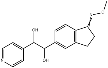 1H-Inden-1-one, 5-[1,2-dihydroxy-2-(4-pyridinyl)ethyl]-2,3-dihydro-, O-MethyloxiMe Struktur