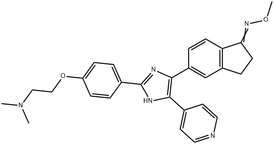 1H-Inden-1-one, 5-[2-[4-[2-(diMethylaMino)ethoxy]phenyl]-5-(4-pyridinyl)-1H-iMidazol-4-yl]-2,3-dihydro-, O-MethyloxiMe Struktur