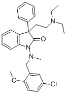 1-[Methyl(5-chloro-2-methoxybenzyl)amino]-3-(2-diethylaminoethyl)-3-phenyl-2-indolinone Struktur