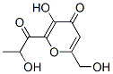 4H-Pyran-4-one, 3-hydroxy-6-(hydroxymethyl)-2-(2-hydroxy-1-oxopropyl)- (9CI) Struktur