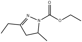 1H-Pyrazole-1-carboxylic  acid,  3-ethyl-4,5-dihydro-5-methyl-,  ethyl  ester Struktur