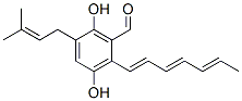 2-[(1E,3E,5E)-1,3,5-Heptatrienyl]-3,6-dihydroxy-5-(3-methyl-2-butenyl)benzaldehyde Struktur