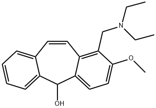 1-(Diethylamino)methyl-2-methoxy-5H-dibenzo[a,d]cyclohepten-5-ol Struktur