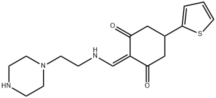 2-{[(2-piperazin-1-ylethyl)amino]methylene}-5-thien-2-ylcyclohexane-1,3-dione Struktur