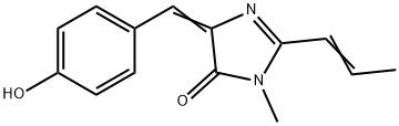 4H-Imidazol-4-one,  3,5-dihydro-5-[(4-hydroxyphenyl)methylene]-3-methyl-2-(1-propen-1-yl)- Struktur