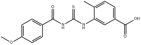 3-[[[(4-METHOXYBENZOYL)AMINO]THIOXOMETHYL]AMINO]-4-METHYL-BENZOIC ACID Struktur