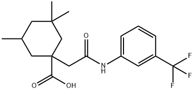 3,3,5-trimethyl-1-{2-oxo-2-[3-(trifluoromethyl)anilino]ethyl}cyclohexanecarboxylic acid Struktur