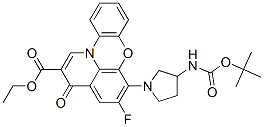 3H-Pyrido[3,2,1-kl]phenoxazine-2-carboxylicacid,6-[3-[[(1,1-dimethylethoxy)carbonyl]amino]-1-pyrrolidinyl]-5-fluoro-3-oxo-,ethylester(9CI) Struktur