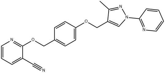 2-[4-[[3-methyl-1-(pyridin-2-yl)-1H-pyrazol-4-yl]methoxy]
benzyloxy]nicotinonitrile Struktur