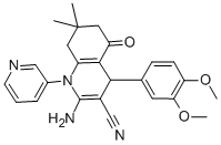 2-amino-4-(3,4-dimethoxyphenyl)-7,7-dimethyl-5-oxo-1-(3-pyridinyl)-1,4,5,6,7,8-hexahydro-3-quinolinecarbonitrile Struktur