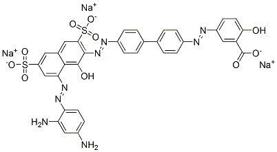 5-[[4'-[[8-[(2,4-Diaminophenyl)azo]-1-hydroxy-3,6-disulfo-2-naphtyl]azo]-1,1'-biphenyl-4-yl]azo]-2-hydroxybenzoic acid trisodium salt Struktur