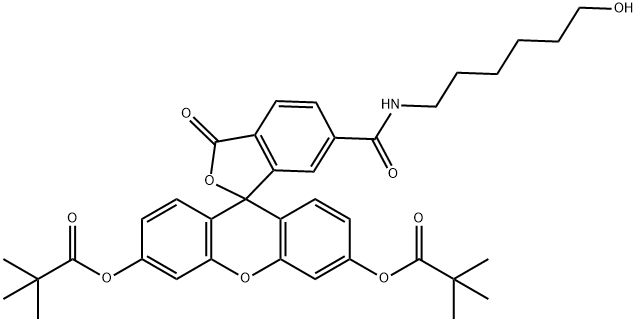 N-(6-HYDROXYHEXYL)-6-CARBOXAMIDOFLUORESCEIN DIPIVALATE Struktur