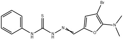 Hydrazinecarbothioamide,  2-[[4-bromo-5-(dimethylamino)-2-furanyl]methylene]-N-phenyl- Struktur