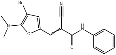 2-Propenamide,  3-[4-bromo-5-(dimethylamino)-2-furanyl]-2-cyano-N-phenyl- Struktur