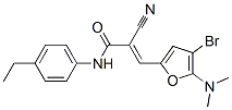 2-Propenamide,  3-[4-bromo-5-(dimethylamino)-2-furanyl]-2-cyano-N-(4-ethylphenyl)- Struktur