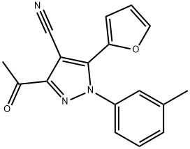 1H-Pyrazole-4-carbonitrile,  3-acetyl-5-(2-furanyl)-1-(3-methylphenyl)- Struktur