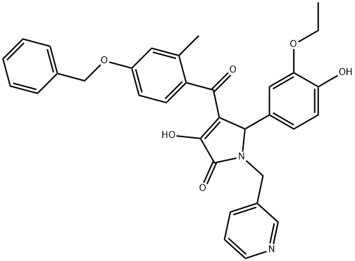 4-[4-(benzyloxy)-2-methylbenzoyl]-5-(3-ethoxy-4-hydroxyphenyl)-3-hydroxy-1-(3-pyridinylmethyl)-1,5-dihydro-2H-pyrrol-2-one Struktur