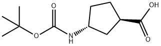 (1R,3R)-N-BOC-1-AMINOCYCLOPENTANE-3-CARBOXYLIC ACID Structure