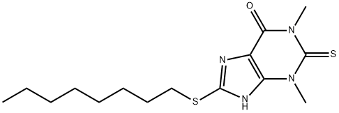 1,2,3,7-Tetrahydro-1,3-dimethyl-8-(octylthio)-2-thioxo-6H-purin-6-one Struktur