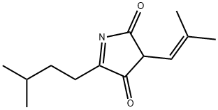 2H-Pyrrole-2,4(3H)-dione, 5-(3-methylbutyl)-3-(2-methyl-1-propenyl)- (9CI) Struktur