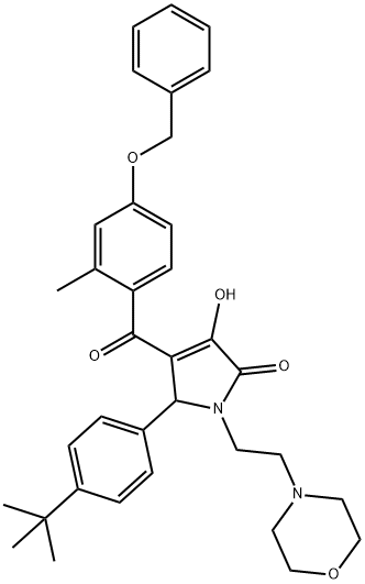 4-[4-(benzyloxy)-2-methylbenzoyl]-5-(4-tert-butylphenyl)-3-hydroxy-1-[2-(4-morpholinyl)ethyl]-1,5-dihydro-2H-pyrrol-2-one Struktur