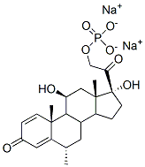 Pregna-1,4-diene-3,20-dione, 11,17-dihydroxy-6-methyl-21-(phosphonooxy)-, disodium salt, (6alpha,11beta)- Struktur