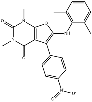 Furo[2,3-d]pyrimidine-2,4(1H,3H)-dione,  6-[(2,6-dimethylphenyl)amino]-1,3-dimethyl-5-(4-nitrophenyl)- Struktur