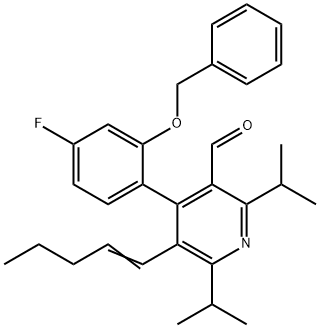 3-Pyridinecarboxaldehyde, 4-[4-fluoro-2-(phenylmethoxy)phenyl]-2,6-bis(1-methylethyl)-5-(1-penten-1-yl)- Struktur