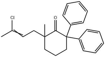 2-(3-Chloro-2-butenyl)-2-methyl-6,6-diphenylcyclohexanone Struktur