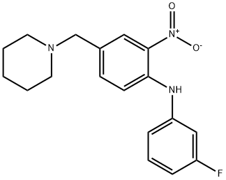 3-fluoro-N-(2-nitro-4-((piperidin-1-yl)methyl)phenyl)benzenamine Struktur