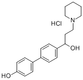 alpha-(4'-Hydroxy-4-biphenylyl)-1-piperidinepropanol hydrochloride Struktur