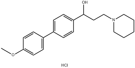 alpha-(3-Methoxy-4-biphenylyl)-1-piperidinepropanol hydrochloride Struktur