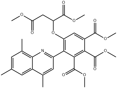 5-[3-Methoxy-1-(methoxycarbonyl)-3-oxopropoxy]-4-(4,6,8-trimethyl-2-quinolyl)-1,2,3-benzenetricarboxylic acid trimethyl ester Struktur