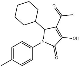 2H-Pyrrol-2-one, 4-acetyl-5-cyclohexyl-1,5-dihydro-3-hydroxy-1-(4-methylphenyl)- Struktur