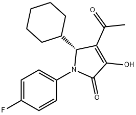 2H-Pyrrol-2-one, 4-acetyl-5-cyclohexyl-1-(4-fluorophenyl)-1,5-dihydro-3-hydroxy-, (5R)- Struktur